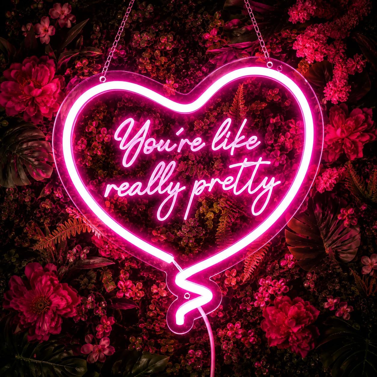 Neon Sign Party - لافتة نيون على شكل قلب وردي